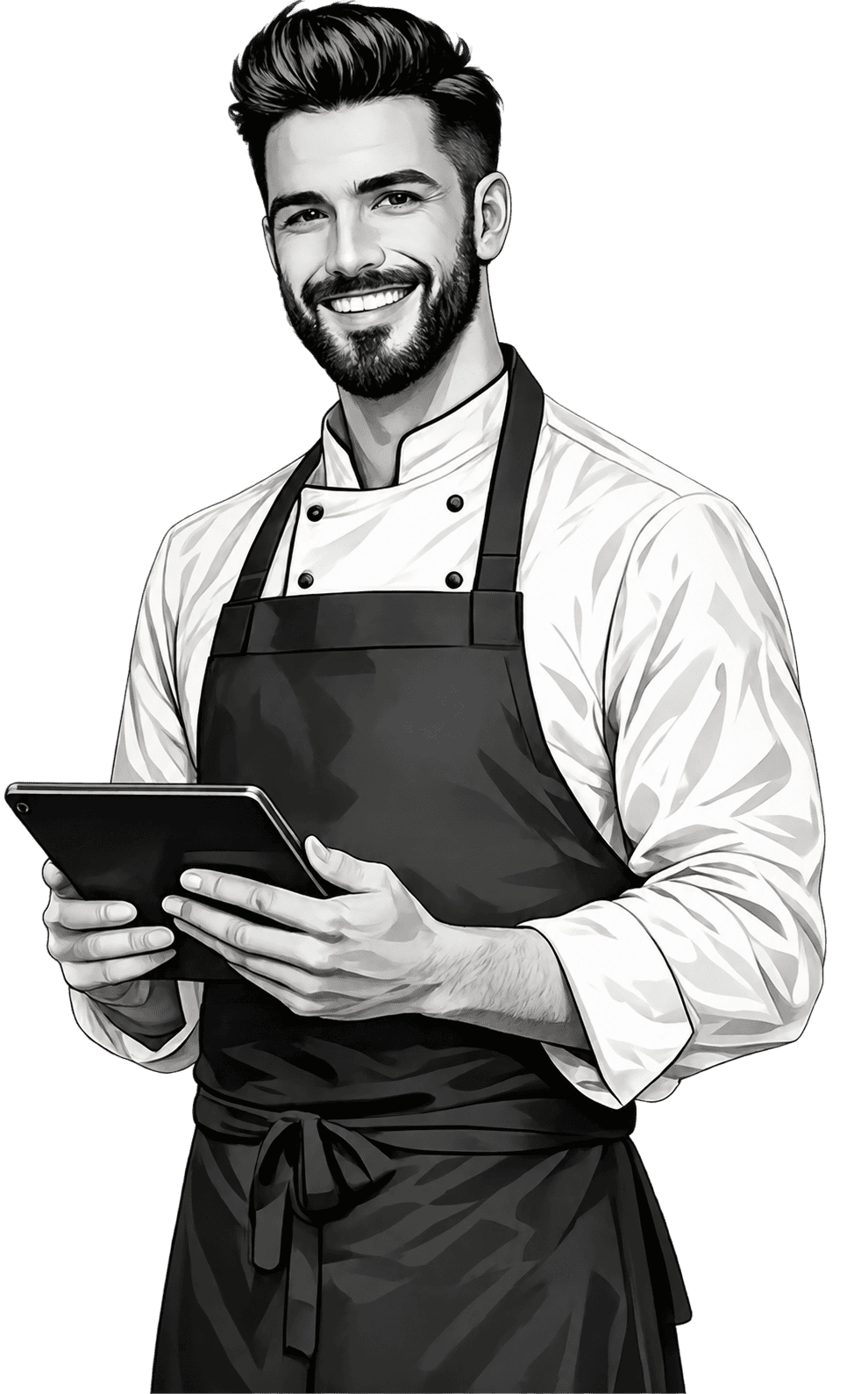 Chef restaurateur présentant le service de menu en ligne TeleMenu
